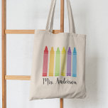 Personalisierter Crayon Teacher Tote Bag Lehrer Ge Tragetasche<br><div class="desc">Personalisierter Crayon Lehrer Tote Bag,  Lehrer Geschenktasche</div>