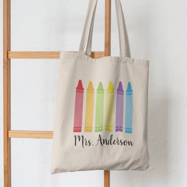 Personalisierter Crayon Teacher Tote Bag Lehrer Ge Tragetasche (Von Creator hochgeladen)