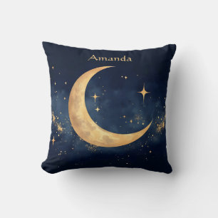 Personalisierter Crescent Moon und Stars Night Sky Kissen