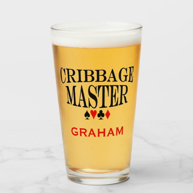 Personalisierter Cribbage-Meister Glas (Vorne (Gefüllt))