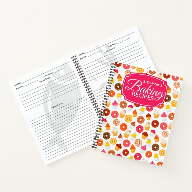 Personalisierter Cupcake Donut Backrezeptur Notizbuch (Innenseite)