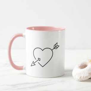 Personalisierter Cupid-Heart-Arrow-Kaffeebecher Tasse