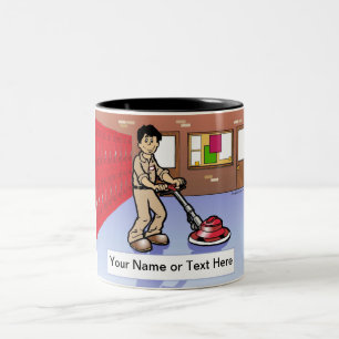 Personalisierter Custodian - Männlicher Cartoon Zweifarbige Tasse