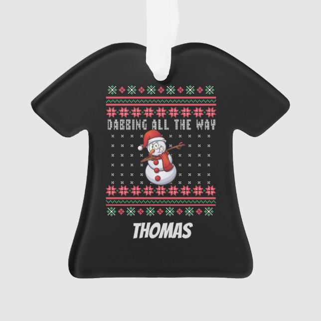 Personalisierter Dabbing WeihnachtsschneemannUgly  Ornament (Vorderseite)