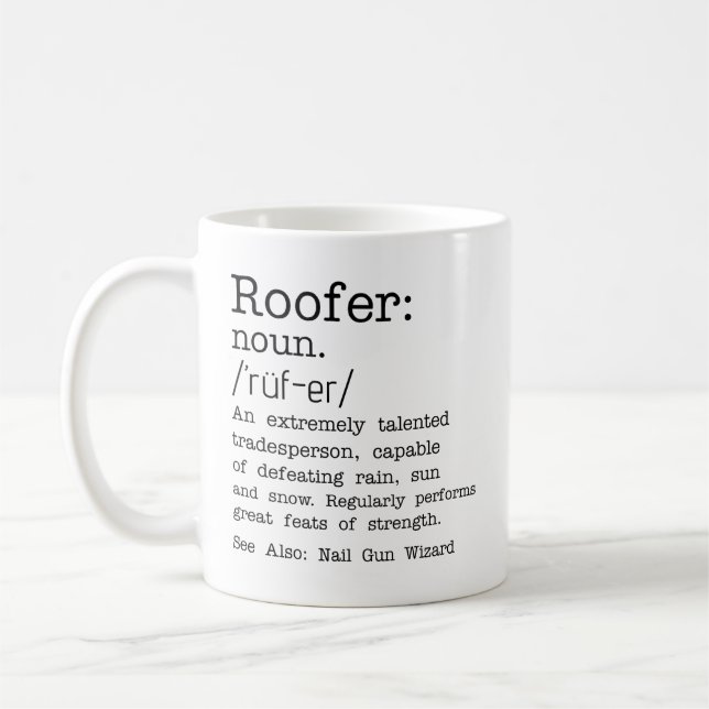 Personalisierter Dachdecker Kaffeetasse (Links)