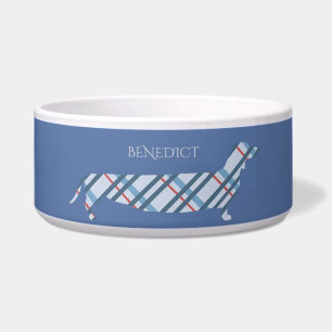Personalisierter Dachshund auf Blau Napf