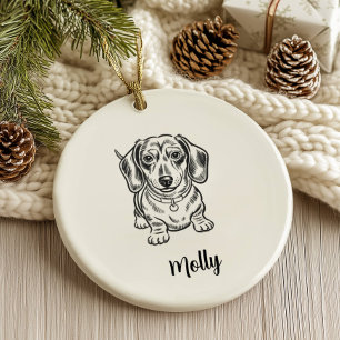 Personalisierter Dachshund-Hund-Weihnachten Keramik Ornament