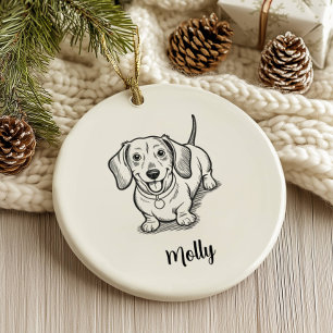 Personalisierter Dachshund-Hund Weihnachten Keramik Ornament
