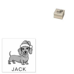 Personalisierter Dachshund in Santa-Hut Weihnachte Gummistempel