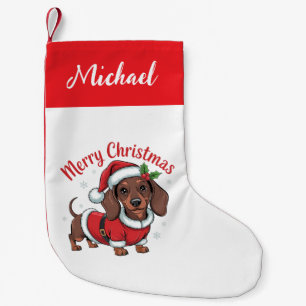 Personalisierter Dachshund in Santa-Hut Weihnachte Kleiner Weihnachtsstrumpf