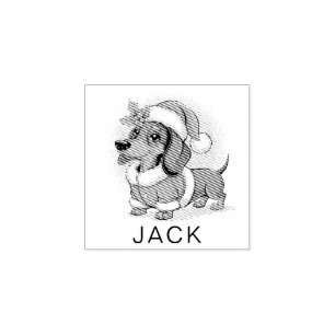 Personalisierter Dachshund in Weihnachtsmannmütze Gummistempel