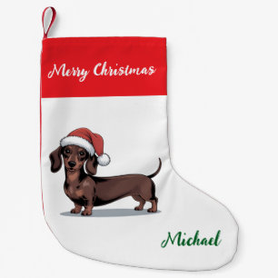 Personalisierter Dachshund in Weihnachtsmannmütze Kleiner Weihnachtsstrumpf