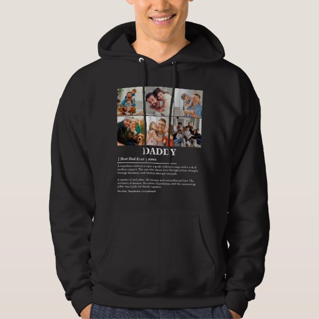 Personalisierter Daddy Definition 6 FotoCollage Hoodie (Vorderseite)