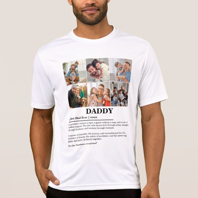 Personalisierter Daddy Definition 6 FotoCollage T-Shirt (Vorderseite)