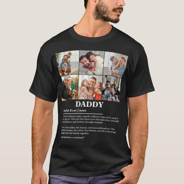 Personalisierter Daddy Definition 6 FotoCollage T-Shirt (Vorderseite)