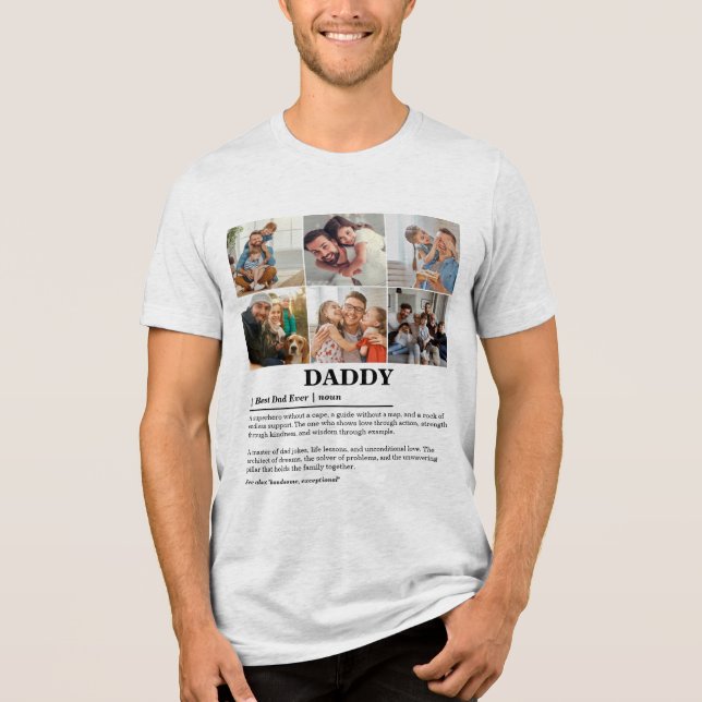 Personalisierter Daddy Definition 6 FotoCollage Tri-Blend Shirt (Vorderseite)