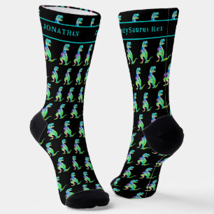 Personalisierter Daddy saurus Lustiger Papa Dinosa Socken