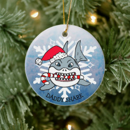 Personalisierter Daddy Shark und Snowflake Keramik Ornament