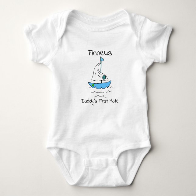 Personalisierter Daddy's First Mate Sailboat Baby Strampler (Vorderseite)