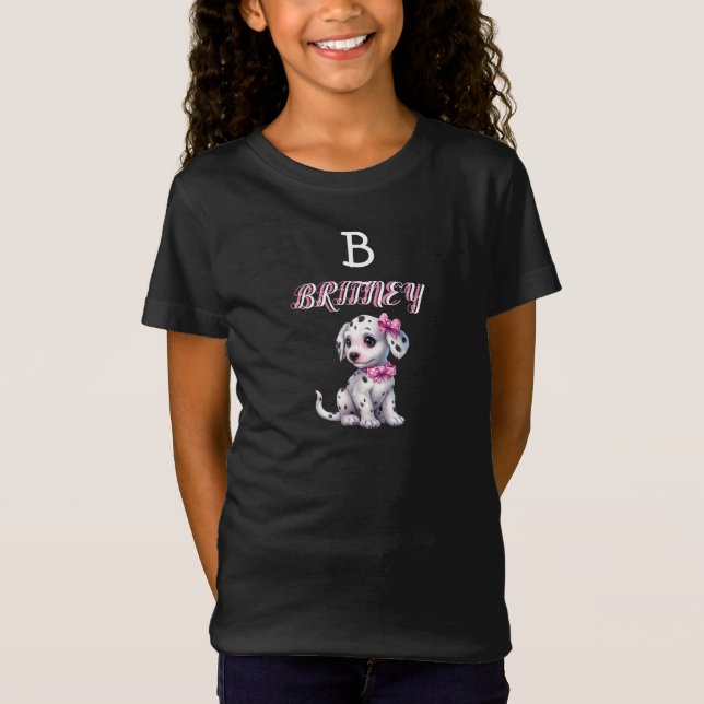 Personalisierter Dalmatiner Welpenmonogramm T-Shirt (Vorderseite)