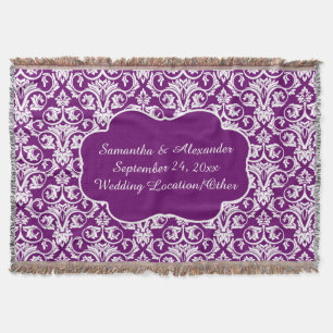 Personalisierter Damast-Hochzeit/Andenkenlila Decke