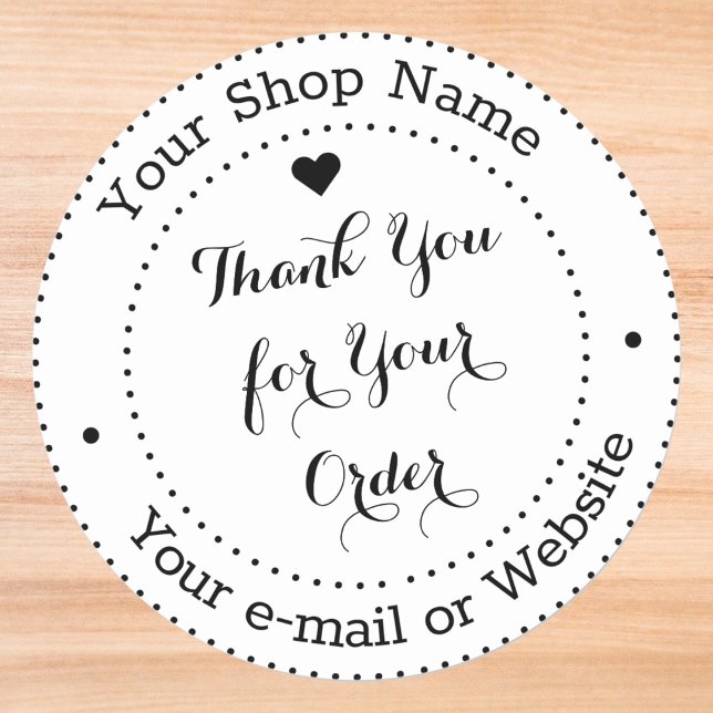 Personalisierter Dank für Ihre Bestellung Runder Aufkleber (Personalized Thank You for Your Business Order Classic Round Sticker)