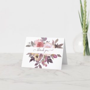 Personalisierter Dank in Pastellrosa und lila flor Dankeskarte