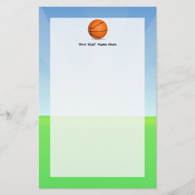 Personalisierter der Sport-Basketball-sonniger Tag Briefpapier (Vorderseite)
