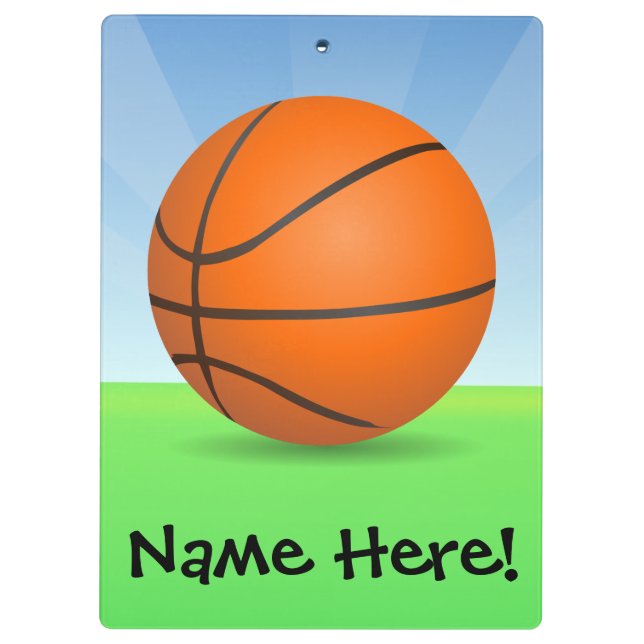 Personalisierter der Sport-Basketball-sonniger Tag Klemmbrett (Rückseite)
