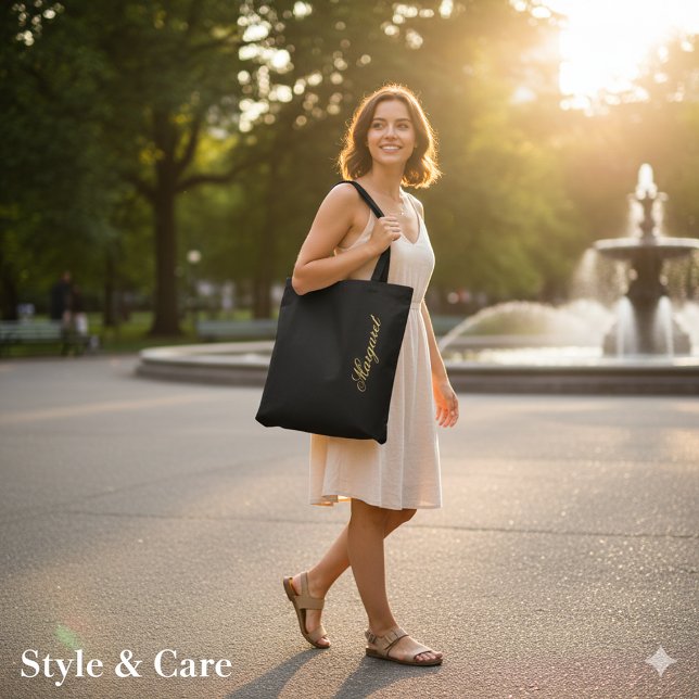 Personalisierter Designername Schwarz Tasche (Personalized Custom Name Designer Black Tote Bag)