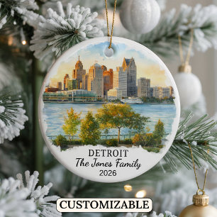 Personalisierter Detroit-Schmuck, Individuelles Mi Keramik Ornament