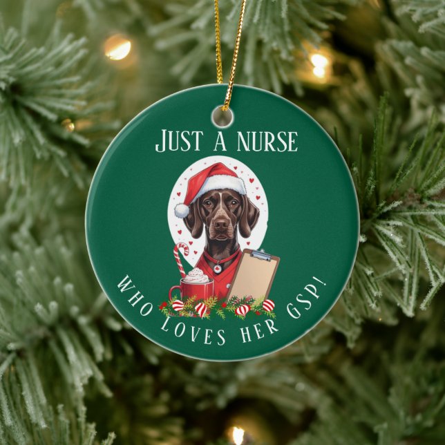 Personalisierter deutscher Kurzhaar-Krankenpfleger Keramik Ornament (Baum)