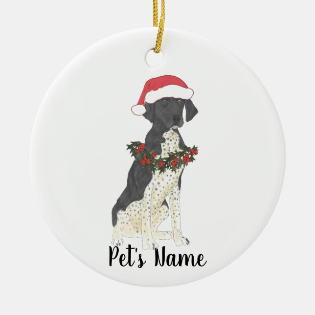 Personalisierter deutscher Kurzzeiger (schwarz) Keramik Ornament (Vorne)