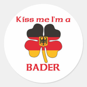 Personalisierter deutscher Kuss Ich bin Bader Runder Aufkleber
