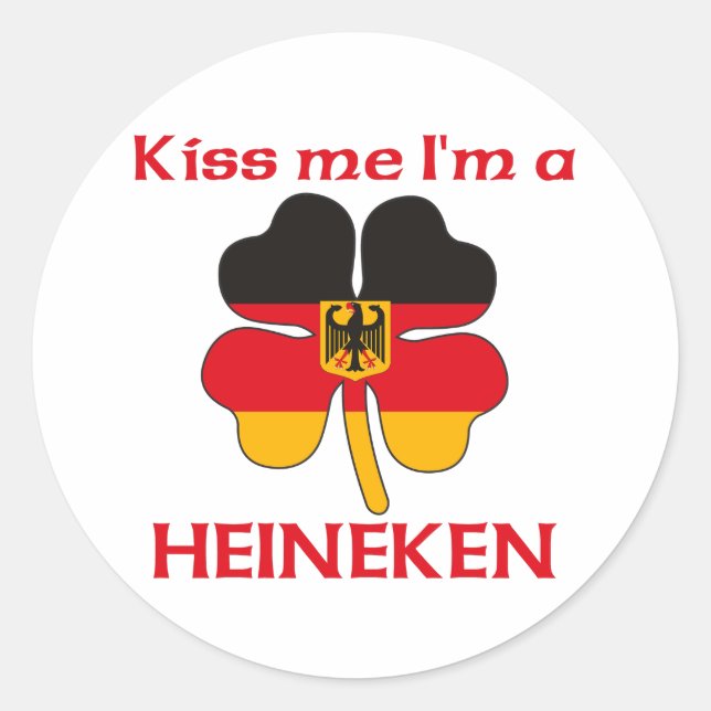 Personalisierter deutscher Kuss Ich bin Heineken Runder Aufkleber (Vorderseite)