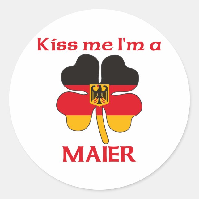 Personalisierter deutscher Kuss Ich bin Maier Runder Aufkleber (Vorderseite)