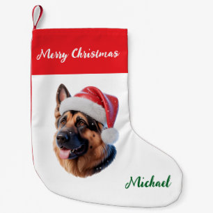 Personalisierter Deutscher Schäferhund in Santa-Hu Kleiner Weihnachtsstrumpf