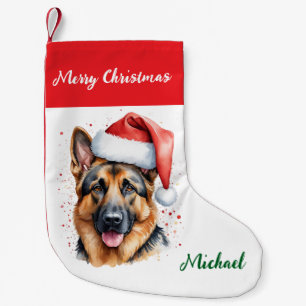 Personalisierter Deutscher Schäferhund in Santa-Hu Kleiner Weihnachtsstrumpf