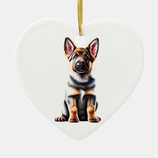 Personalisierter deutscher Schäferhund Keramik Ornament (Vorne)
