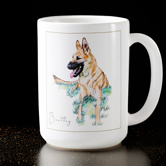Personalisierter deutscher Schäferhund Malinois Kaffeetasse (Von Creator hochgeladen)