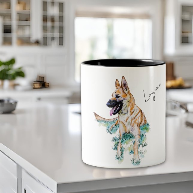 Personalisierter deutscher Schäferhund Malinois Zweifarbige Tasse (Von Creator hochgeladen)