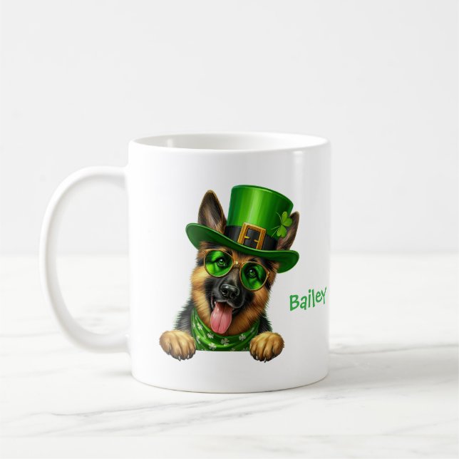 Personalisierter Deutscher Schäferhund St. Patrick Kaffeetasse (Links)