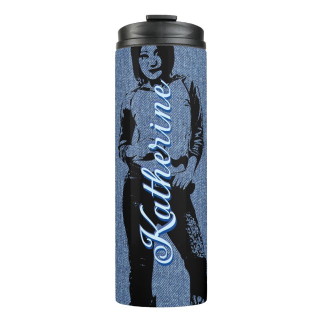 PERSONALISIERTER DIM COWGIRL THERMALTUMBLER THERMOSBECHER (Vorderseite)