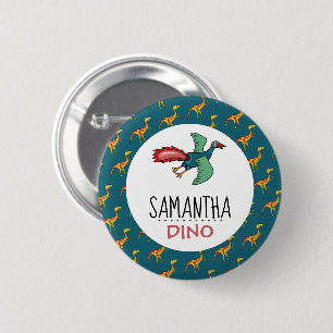 Personalisierter Dino Name, Dinosaurier 6 cm Abzei Button