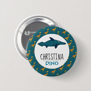 Personalisierter Dino Name, Dinosaurier 6 cm Abzei Button