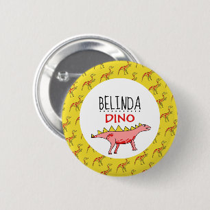 Personalisierter Dino Name, Dinosaurier 6 cm Abzei Button