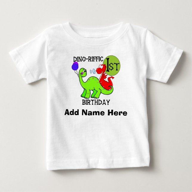 Personalisierter Dinosaurier-1. Baby T-shirt (Vorderseite)