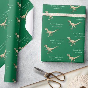 Personalisierter Dinosaurier Alles Gute zum Geburt Geschenkpapier