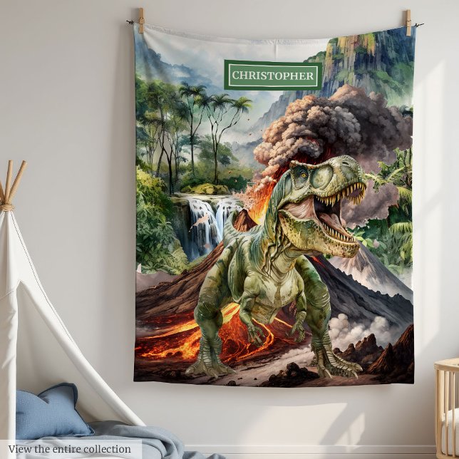 Personalisierter Dinosaurier Blanket Boys Geschenk Fleecedecke (Personalized Dinosaur Blanket Boys Gift Watercolor)
