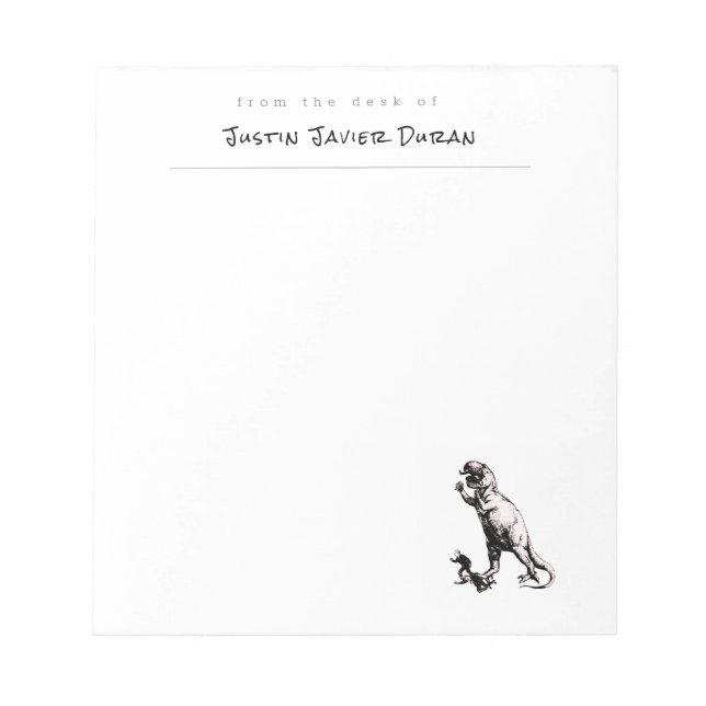 Personalisierter Dinosaurier Notepad Notizblock (Vorderseite)